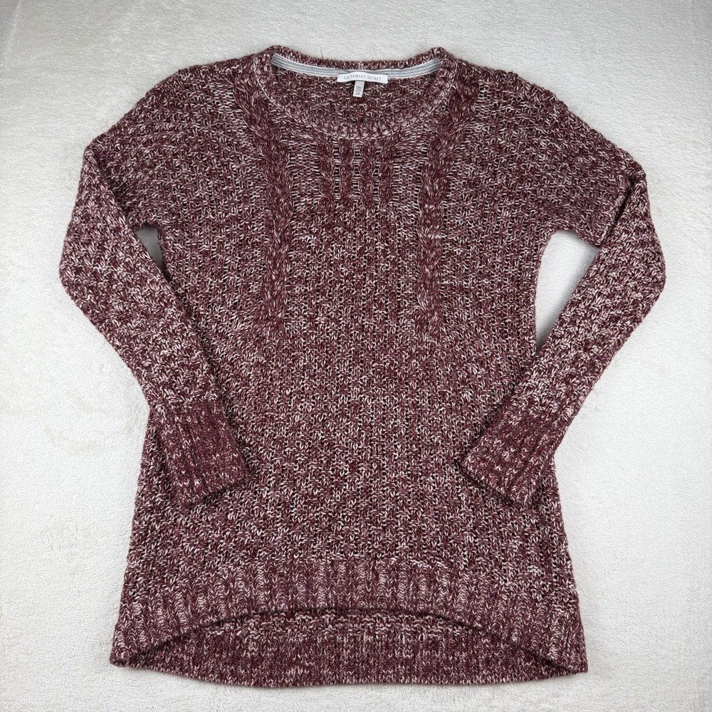 Victoria's Secret‎ Burgundy Chunky Knit Sweater Pullover Soft/Cozy Womens S